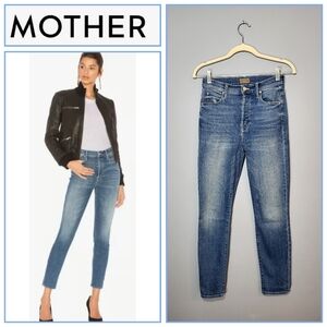 Mother Jeans Size 24 The Super Stunner Ankle Blue Denim Racing Hearts